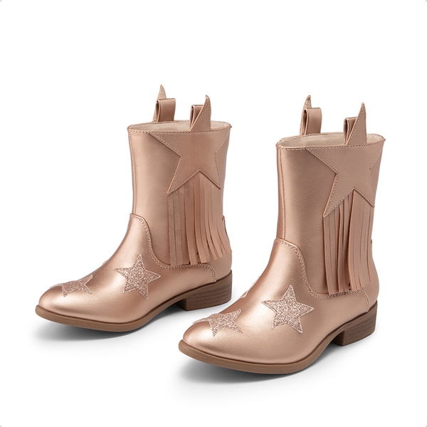Kids Star Tassel Cowgirl Boots - ROSE GOLD - 2